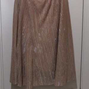 Maeve Shimmery Coral Pleated Midi Skirt